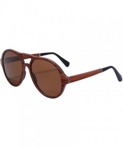 Aviator Wood Sunglasses Polarized Pilot Sunglasses 7 Layers Wood&Aluminum Frame-SG73004 - Redsandalwood- Gradient Brown - CD1...