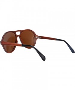 Aviator Wood Sunglasses Polarized Pilot Sunglasses 7 Layers Wood&Aluminum Frame-SG73004 - Redsandalwood- Gradient Brown - CD1...