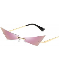 Rectangular Women Men Chic Sunglasses Futuristic Rimless Mirror Sun Glasses Narrow Cateye Sunglass Shade - 5 - CG18Y39GW0G $1...