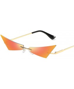 Rectangular Women Men Chic Sunglasses Futuristic Rimless Mirror Sun Glasses Narrow Cateye Sunglass Shade - 5 - CG18Y39GW0G $1...