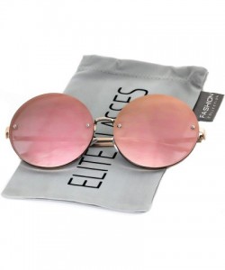 Rimless Womens Oversize Rimless Slim Arms Pink Mirrored Round Sunglasses - Gold Pink Mirror - CB17YYO6ALC $12.54