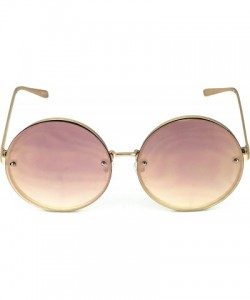 Rimless Womens Oversize Rimless Slim Arms Pink Mirrored Round Sunglasses - Gold Pink Mirror - CB17YYO6ALC $12.54