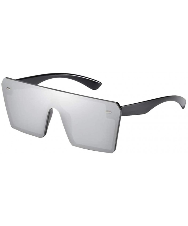 Oversized Rectangle Sunglasses Outdoor Oversized Frames Tinted Lens UV 400 Eyewear Shades - Silver - C7190C4S5WE $12.46