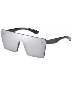 Oversized Rectangle Sunglasses Outdoor Oversized Frames Tinted Lens UV 400 Eyewear Shades - Silver - C7190C4S5WE $12.46