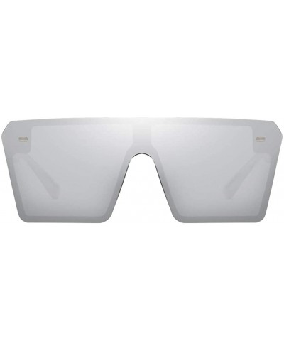 Oversized Rectangle Sunglasses Outdoor Oversized Frames Tinted Lens UV 400 Eyewear Shades - Silver - C7190C4S5WE $12.46