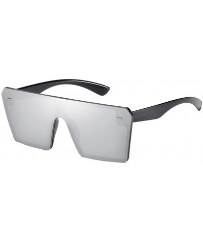 Oversized Rectangle Sunglasses Outdoor Oversized Frames Tinted Lens UV 400 Eyewear Shades - Silver - C7190C4S5WE $12.46