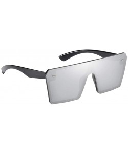 Oversized Rectangle Sunglasses Outdoor Oversized Frames Tinted Lens UV 400 Eyewear Shades - Silver - C7190C4S5WE $12.46