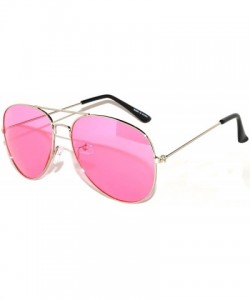 Aviator Aviator Classic Sunglasses Black Silver Bronze Gold Blue Green Yellow White. (l Pink) - CF11Q5KSV11 $12.17