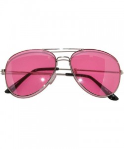 Aviator Aviator Classic Sunglasses Black Silver Bronze Gold Blue Green Yellow White. (l Pink) - CF11Q5KSV11 $12.17