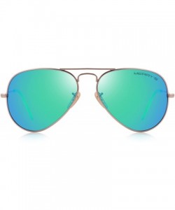 Aviator Classic Men Polarized sunglass Pilot Sunglasses for Women 58mm S8025 - Gold&green - CK18DMLN644 $9.13