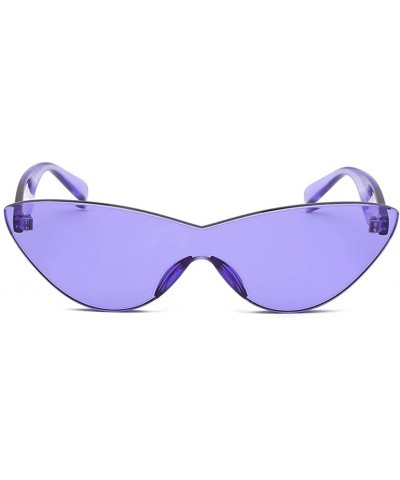 Cat Eye One Piece Lens Sunglasses Women Candy Color Cat Eye Sun Glasses for Ladies Gift - Red and Purple - CE18KMM0HTR $10.59