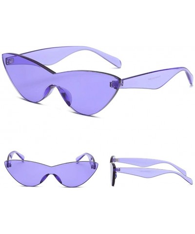 Cat Eye One Piece Lens Sunglasses Women Candy Color Cat Eye Sun Glasses for Ladies Gift - Red and Purple - CE18KMM0HTR $10.59