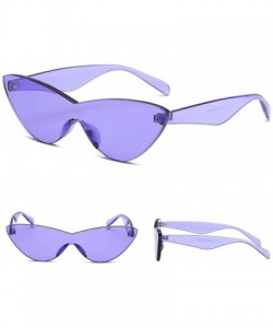 Cat Eye One Piece Lens Sunglasses Women Candy Color Cat Eye Sun Glasses for Ladies Gift - Red and Purple - CE18KMM0HTR $10.59