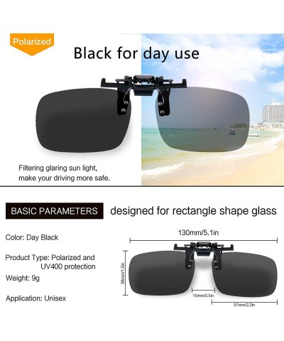 Wrap Clip-on Sunglasses - Unisex Polarized Frameless Rectangle Lens - 2 Black - CC18GO0ADUE $9.75