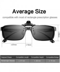 Wrap Clip-on Sunglasses - Unisex Polarized Frameless Rectangle Lens - 2 Black - CC18GO0ADUE $9.75