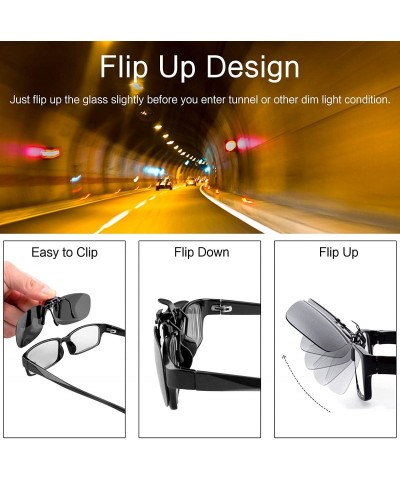 Wrap Clip-on Sunglasses - Unisex Polarized Frameless Rectangle Lens - 2 Black - CC18GO0ADUE $9.75