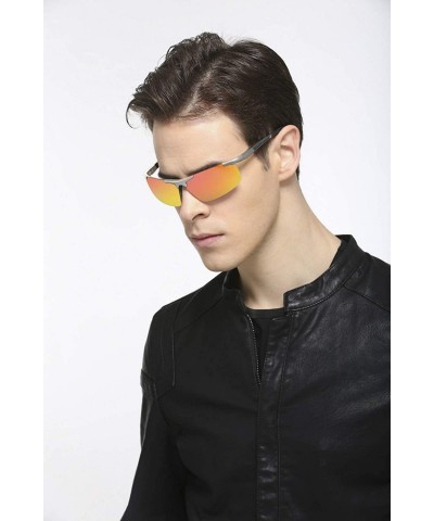 Rimless Men's Dark Mirrored Sunglasses Polarized- Rectangular Rimless Sun Eyewear Fashion for Outdoor Sport - CJ196AO2QQN $19.51