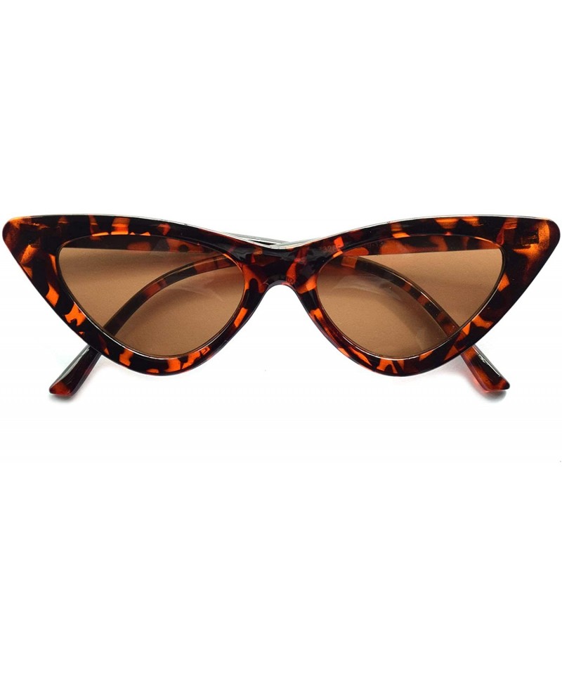 Goggle Retro Narrow Vintage Cat Eye Sunglasses for Women Clout Goggles Plastic Frame - Leopard - C018AEDWEGY $9.03