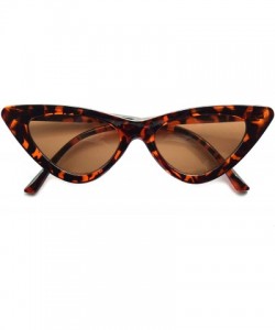 Goggle Retro Narrow Vintage Cat Eye Sunglasses for Women Clout Goggles Plastic Frame - Leopard - C018AEDWEGY $9.03