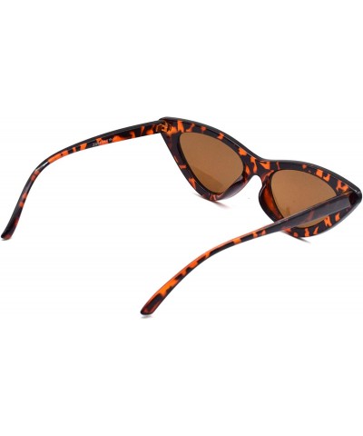 Goggle Retro Narrow Vintage Cat Eye Sunglasses for Women Clout Goggles Plastic Frame - Leopard - C018AEDWEGY $9.03