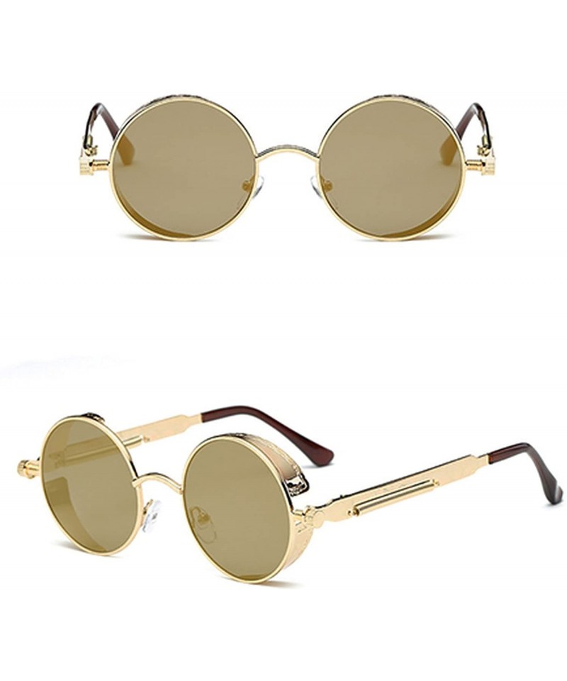 Round 2018 New Retro Steampunk Round Sunglasses Women Vintage Small Oval Glasses For Men Popular Black Metal - CF18D3O7DQK $1...