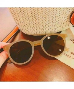 Goggle Sunglasses Women Vintage Brand Designer Round Sun Glasses Simple Girls Goggles Ladies Shade Eyewear UV400 - White - C1...