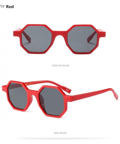 Square Women Sunglasses Sexy Vintage Small Frame Red 2018 Polygon Fashion - Red - CK189XMCE6S $11.05