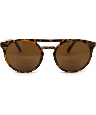 Round Flat Top Hipster Horn Rim Round Keyhole Bi-focal Reading Sunglasses - Tortoise Brown - CU18XD55CC8 $17.87