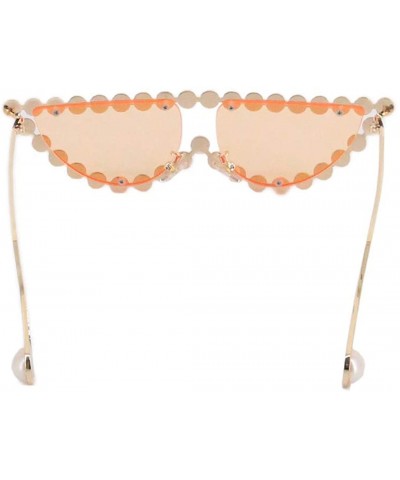 Oversized Sparkling Crystal Cat Eye Sunglasses UV Protection Metal Rhinestone Frame - Orange Lens - CM18U58MDWA $15.88