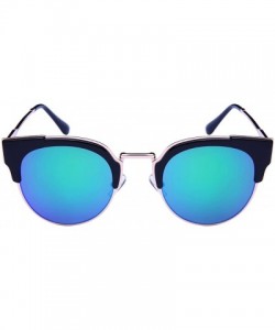 Cat Eye Womens Cat Eye Sunglasses w/Color Mirror Lens 32187-REV - Black - CZ12N796QFZ $12.13