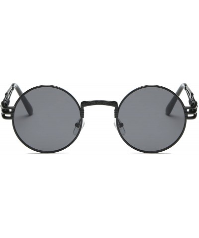 Round Metal Steampunk John Lennon Vintage Clear Round Sunglasses DSR007 - Black Frame/Grey Lens - C7188HAXLO8 $8.61