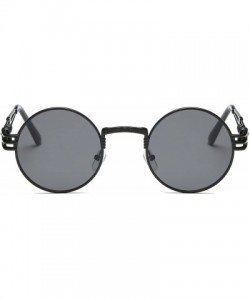 Round Metal Steampunk John Lennon Vintage Clear Round Sunglasses DSR007 - Black Frame/Grey Lens - C7188HAXLO8 $8.61