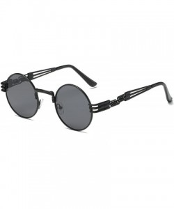 Round Metal Steampunk John Lennon Vintage Clear Round Sunglasses DSR007 - Black Frame/Grey Lens - C7188HAXLO8 $8.61