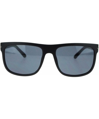 Rectangular Mens Luxury Fashion Mobster Rectangular Shade Sunglasses - Matte Black - CD11TX3501V $10.32