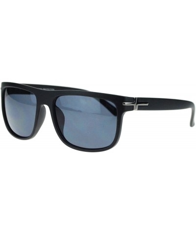 Rectangular Mens Luxury Fashion Mobster Rectangular Shade Sunglasses - Matte Black - CD11TX3501V $10.32