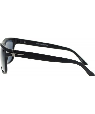 Rectangular Mens Luxury Fashion Mobster Rectangular Shade Sunglasses - Matte Black - CD11TX3501V $10.32