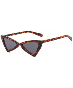 Goggle Retro Metal Hinge Women Cat Eye Sunglasses Fashion Triangle Eyewear - Leopard Gray - CL18CMU03ZU $20.33