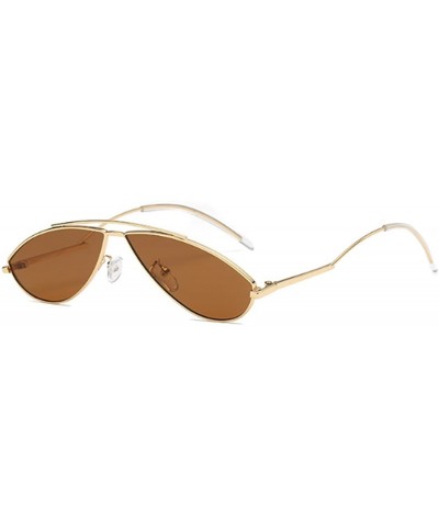 Goggle Vintage Fashion Sunglasses Small Metal Frame Vintage Sunglasses - Golden Frame Tea - CX18EH2UUS6 $9.49