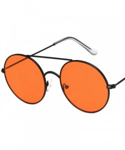 Round Unisex Sunglasses Retro Gold Brown Drive Holiday Round Non-Polarized UV400 - Black Orange - CJ18RLXMQ5S $7.56