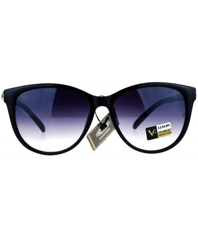 Oversized VG Eyewear Jewel Buckle Hinge Horn Rim Oversize Cat Eye Sunglasses - Black Smoke - CY12H8RUJ9V $10.26