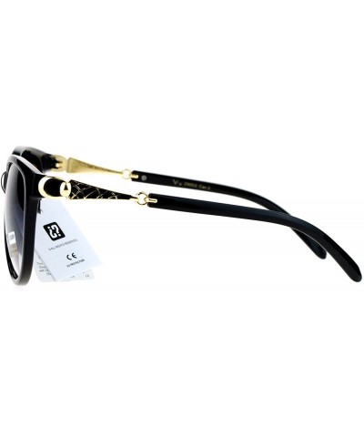 Oversized VG Eyewear Jewel Buckle Hinge Horn Rim Oversize Cat Eye Sunglasses - Black Smoke - CY12H8RUJ9V $10.26