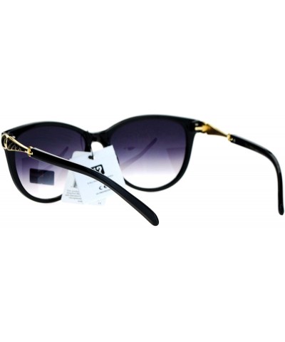 Oversized VG Eyewear Jewel Buckle Hinge Horn Rim Oversize Cat Eye Sunglasses - Black Smoke - CY12H8RUJ9V $10.26