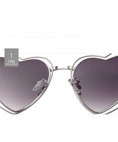 Semi-rimless Heart Shaped Sunglasses Mirrored Flat Lenses UV400 Polarized Frame Sun Glasses for women girl men - Multicolor -...