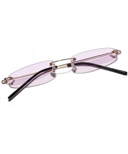 Rectangular Narrow Rectangle Sunglasses Women Tiny Rimless Sun Glasses For Men Frameless - Clear Purple - CB18ID4NZEM $11.58