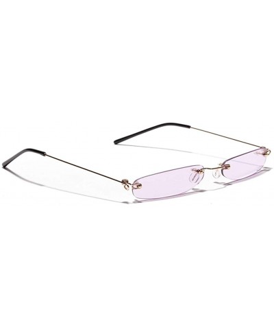 Rectangular Narrow Rectangle Sunglasses Women Tiny Rimless Sun Glasses For Men Frameless - Clear Purple - CB18ID4NZEM $11.58