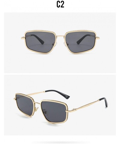 Square Unregularly Square Frame Sunglasses Trendy Glasses for Women Easy Matching - Goldgrey - CE18AXXQ2ML $8.62