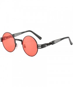 Oversized Round Steampunk Sunglasses for Women Men-Classic John Lennon Style - Metal Frame UV Protection 8077 - Pink - CO198O...