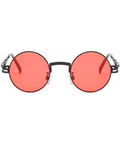 Oversized Round Steampunk Sunglasses for Women Men-Classic John Lennon Style - Metal Frame UV Protection 8077 - Pink - CO198O...