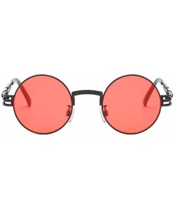 Oversized Round Steampunk Sunglasses for Women Men-Classic John Lennon Style - Metal Frame UV Protection 8077 - Pink - CO198O...