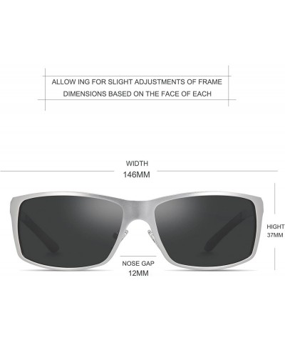 Square Mens Sunglasses Polarized Sports Sunglasses for Men Driving Sun Glasses - Silver Frame Grey Lens - CW18UD9KWU4 $23.86